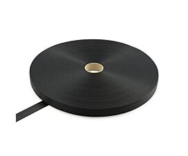 Black - 25mm Gordelband polyester 25mm - 1050kg - op rol - Zwart