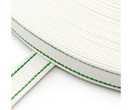 Rolluiklint 22 mm Rolluiklint wit met 2 groene strepen (breedte 22 mm)