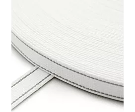 Rolluiklint 22mm Rolluiklint - 22mm - Wit met 2 grijze strepen - Katoen