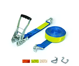 Alle spanbanden 50mm Spanband - 5T - 50mm - 2-delig - Spits-/klauwhaken - Reflecterende toplaag + Eigen label