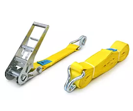 10T - Standaard Spanband - 10T - 10m - 75mm - 2-delig - Spitshaken - Geel