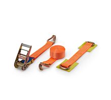 Alle spanbanden en toebehoren 5T - 4,38m - 50mm - 3-delig - spitshaken - Autosjorband - Oranje